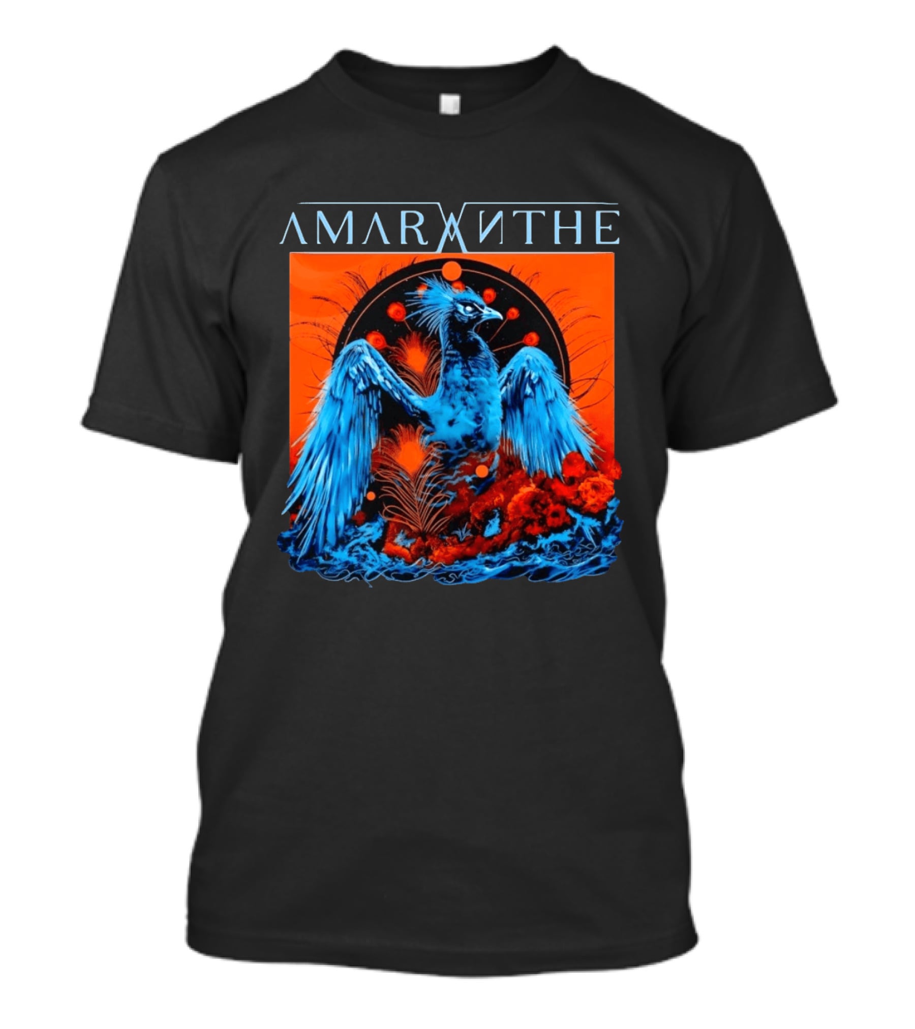 Amaranthe Phoenix Bird Metal Band Blue And Orange T-Shirt