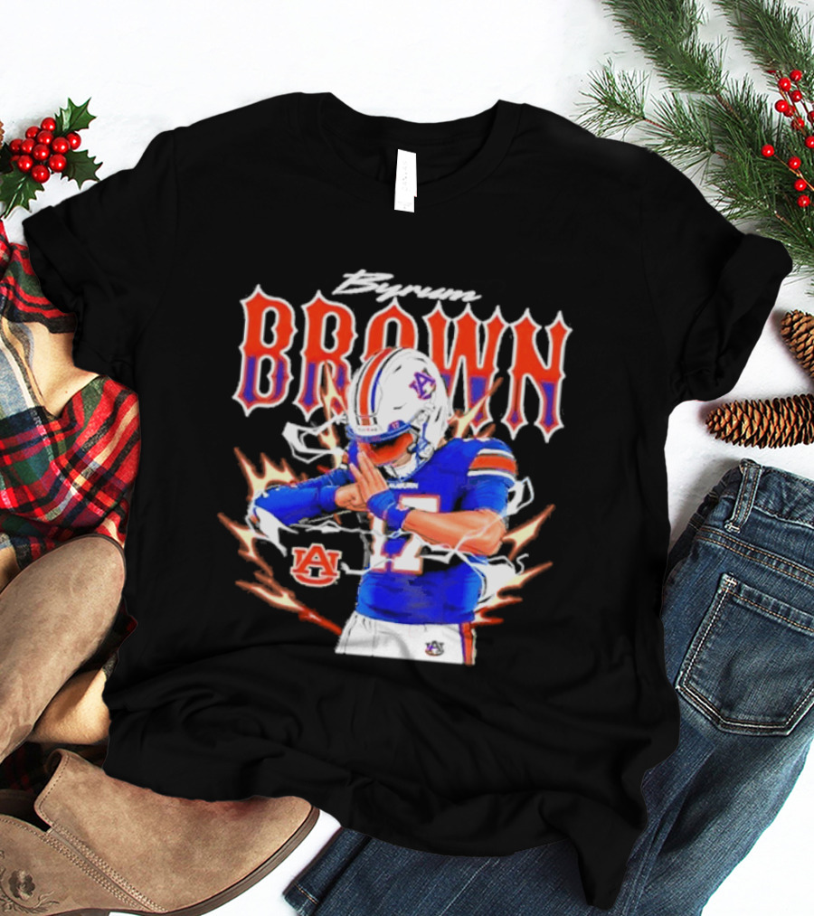 Auburn Tigers Byrum Brown Football Player Comic T-Shirt
