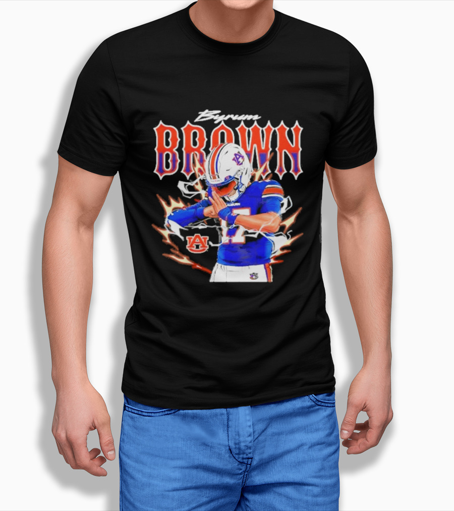 Auburn Tigers Byrum Brown Football Player Comic T-Shirt