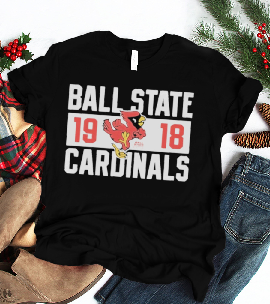 Ball State Cardinals 1918 Vintage Logo Red Cardinal Football Team T-Shirt