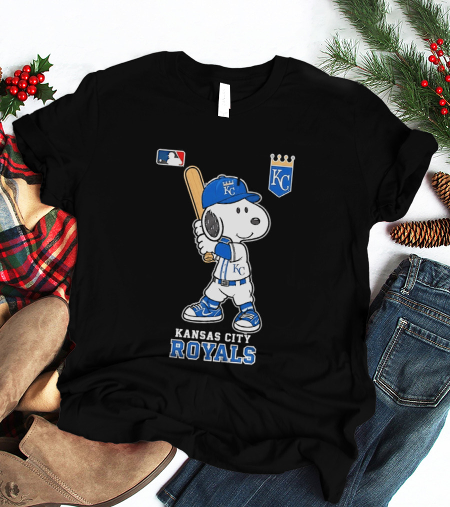 Snoopy Wearing Kansas City Royals Baseball Jersey Player MLB T-Shirt