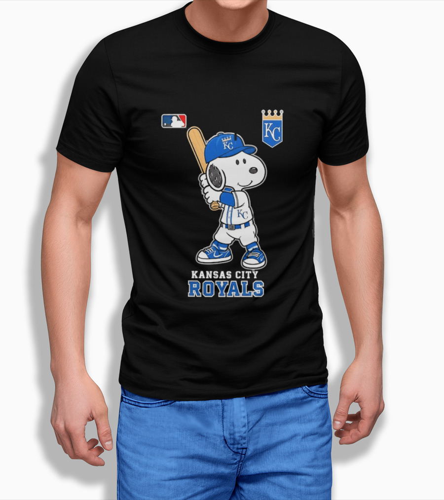 Snoopy Wearing Kansas City Royals Baseball Jersey Player MLB T-Shirt