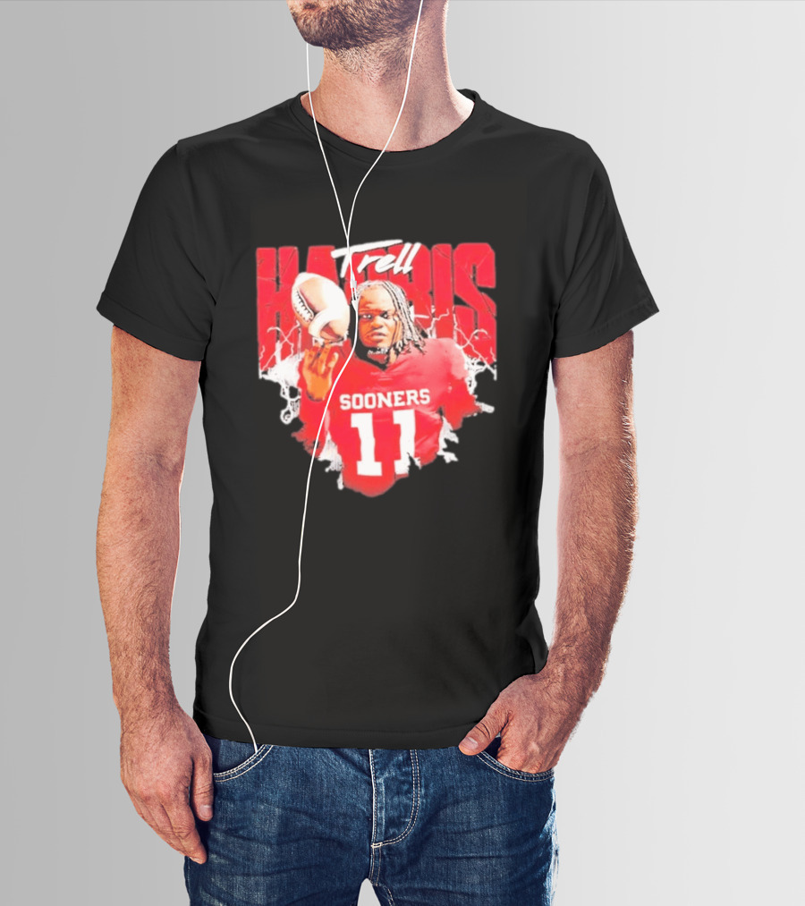 Trell Harris Oklahoma Sooners NCAA Football Player 11 Lightning T-Shirt