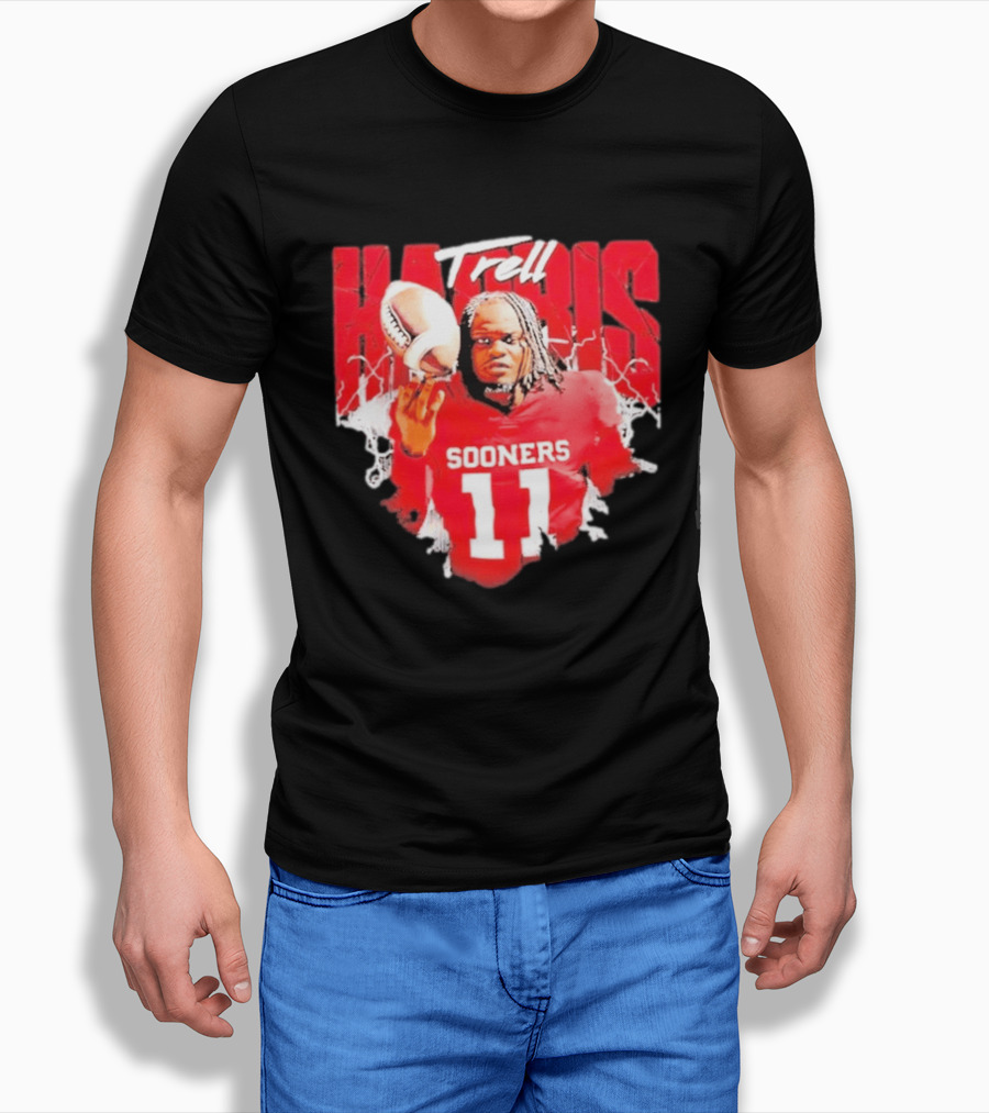 Trell Harris Oklahoma Sooners NCAA Football Player 11 Lightning T-Shirt