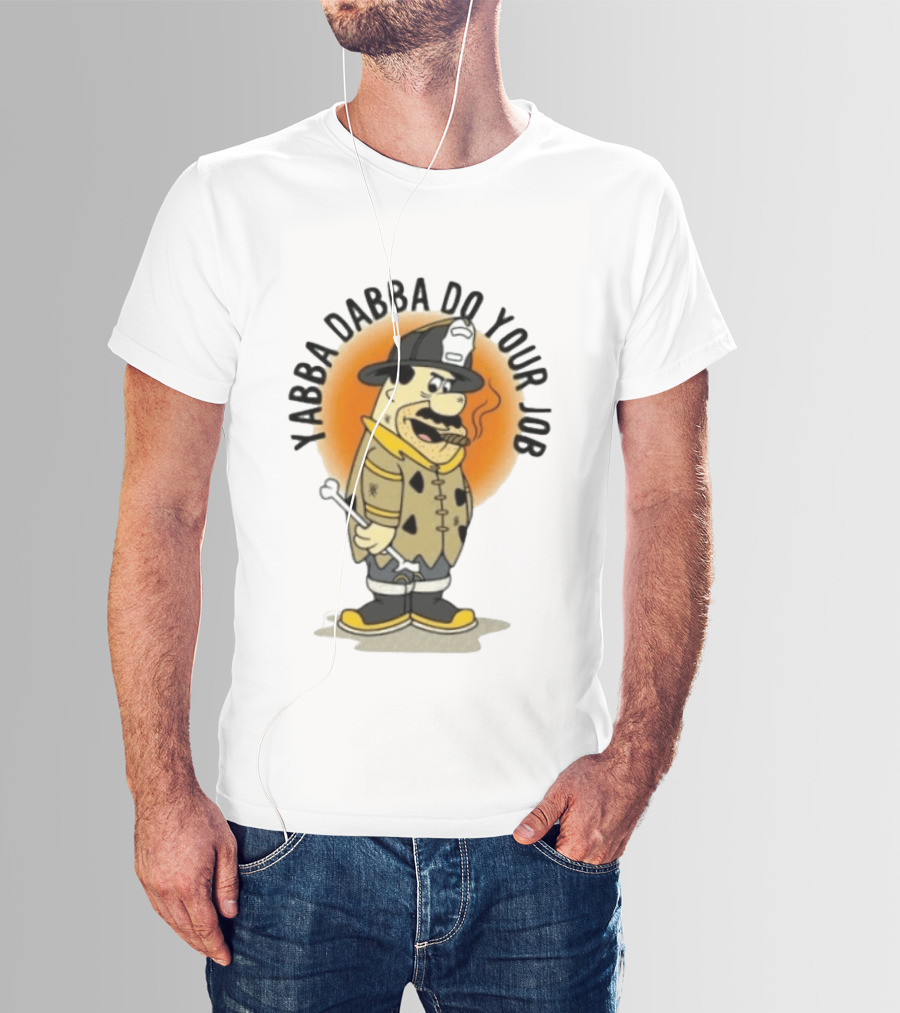 Flintstones Firefighter Yabba Dabba Do Your Job Smoking Cartoon T-Shirt