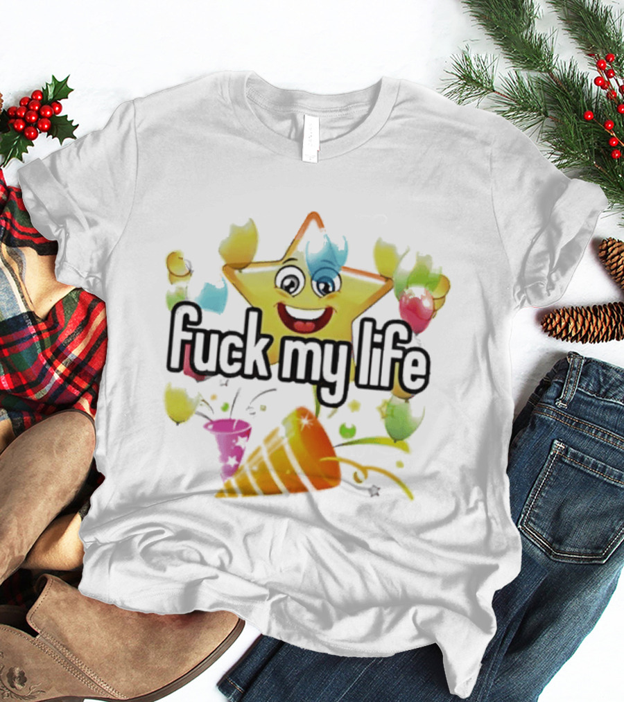Fuck My Life Star Happy Face Color Splash T-Shirt