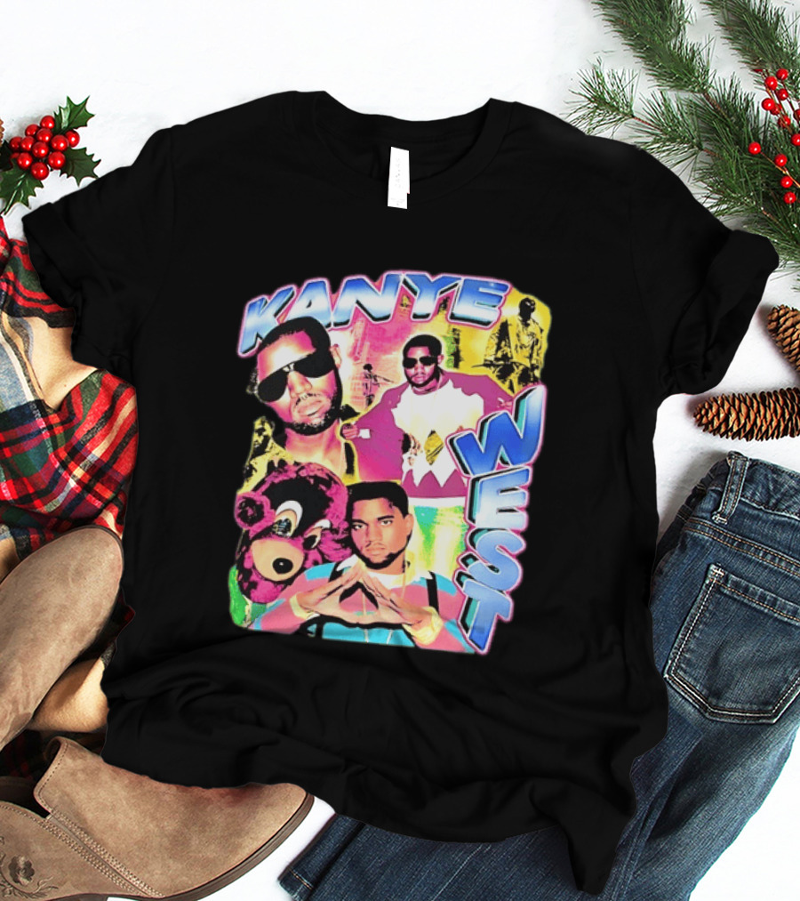 Kanye West Vintage Yeezy Bear Collage Hip Hop Rap Legend T-Shirt