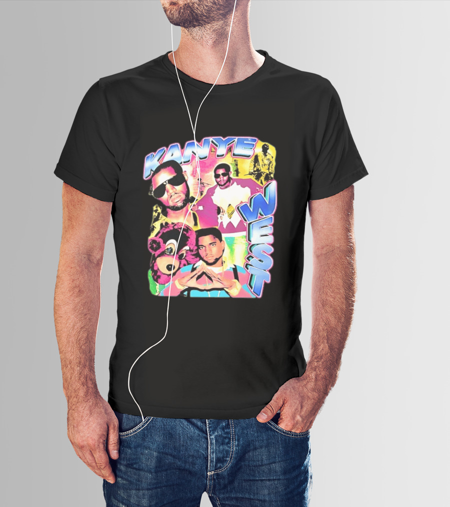 Kanye West Vintage Yeezy Bear Collage Hip Hop Rap Legend T-Shirt