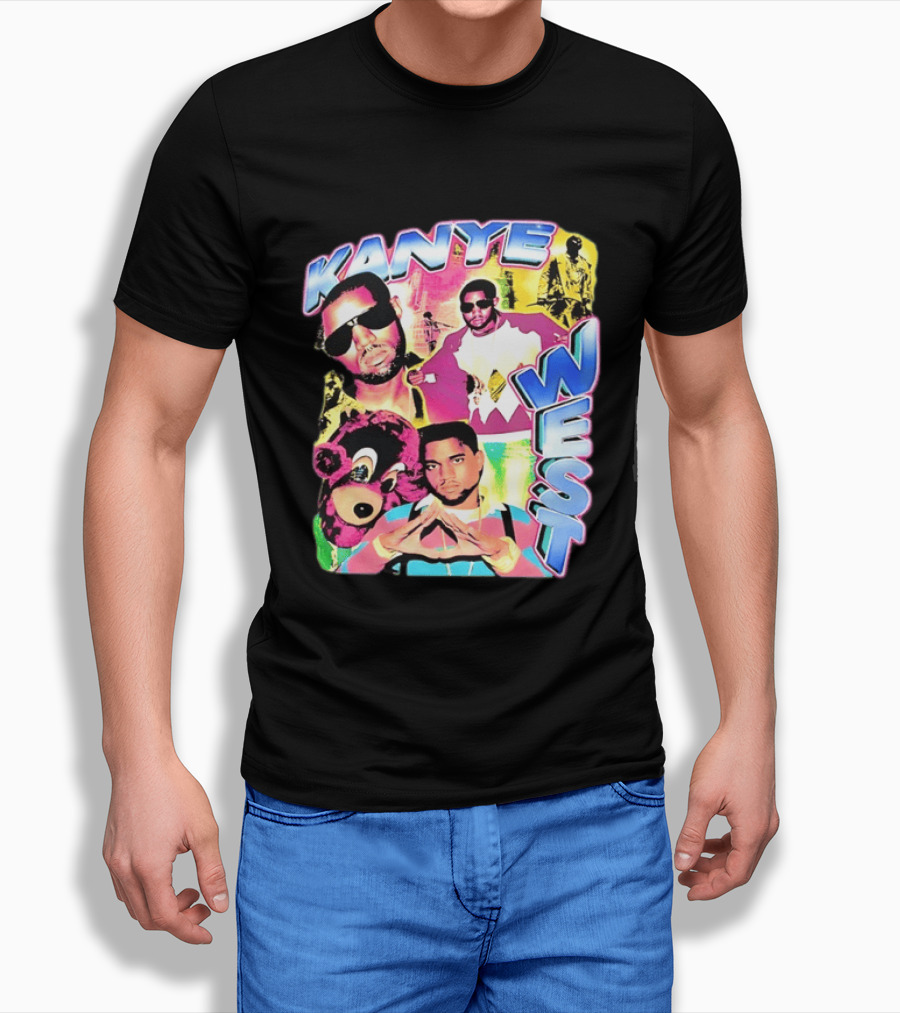 Kanye West Vintage Yeezy Bear Collage Hip Hop Rap Legend T-Shirt