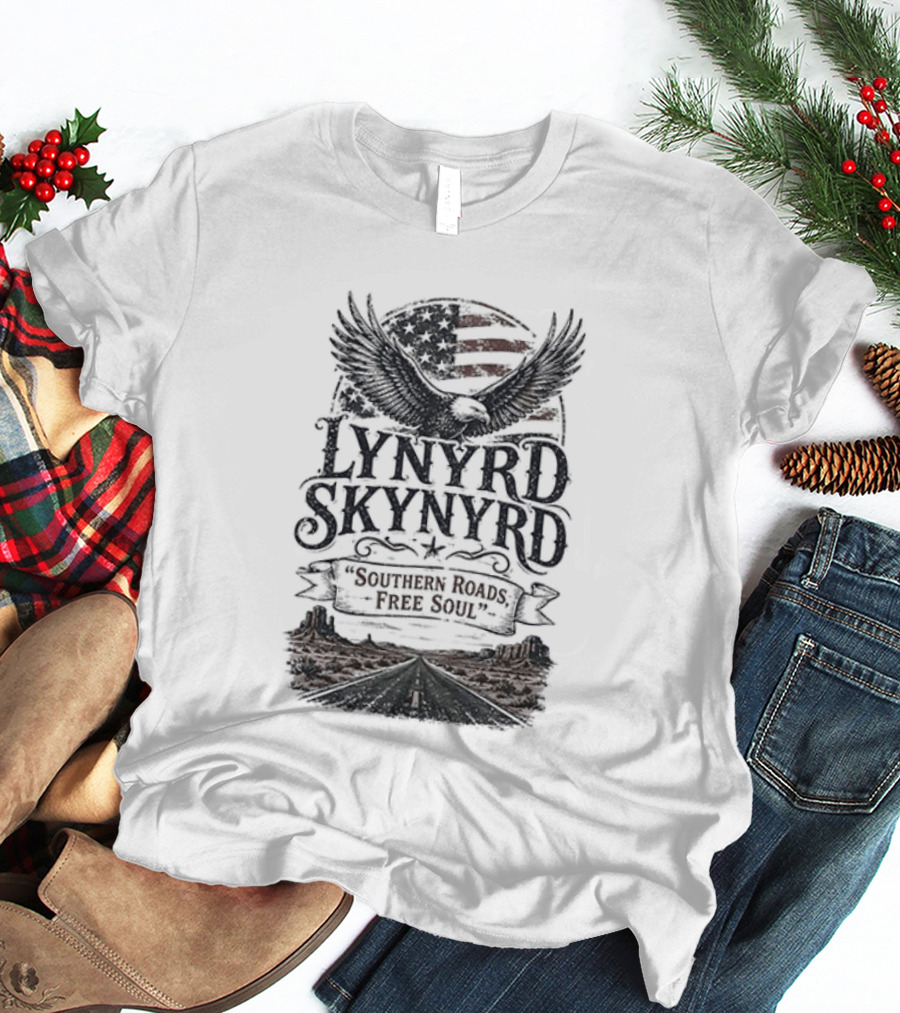 Lynyrd Skynyrd Southern Roads Free Soul American Flag Eagle T-Shirt