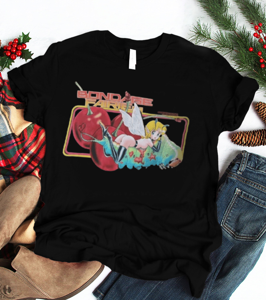 Bondage Fairies Anime Fairy On Caterpillar With Cherries T-Shirt