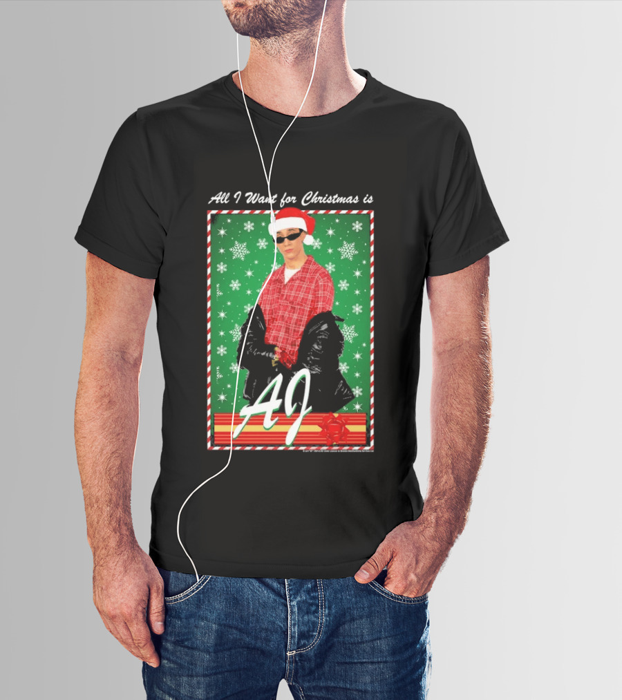 Backstreet Boys AJ All I Want For Christmas Santa Hat Snowflakes Junior T-Shirt