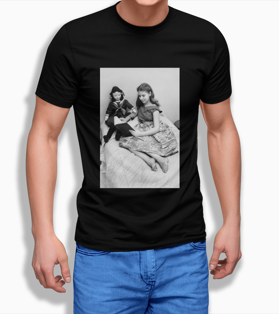 Robin Morgan Young Girl Reading With Doll Vintage Photograph T-Shirt