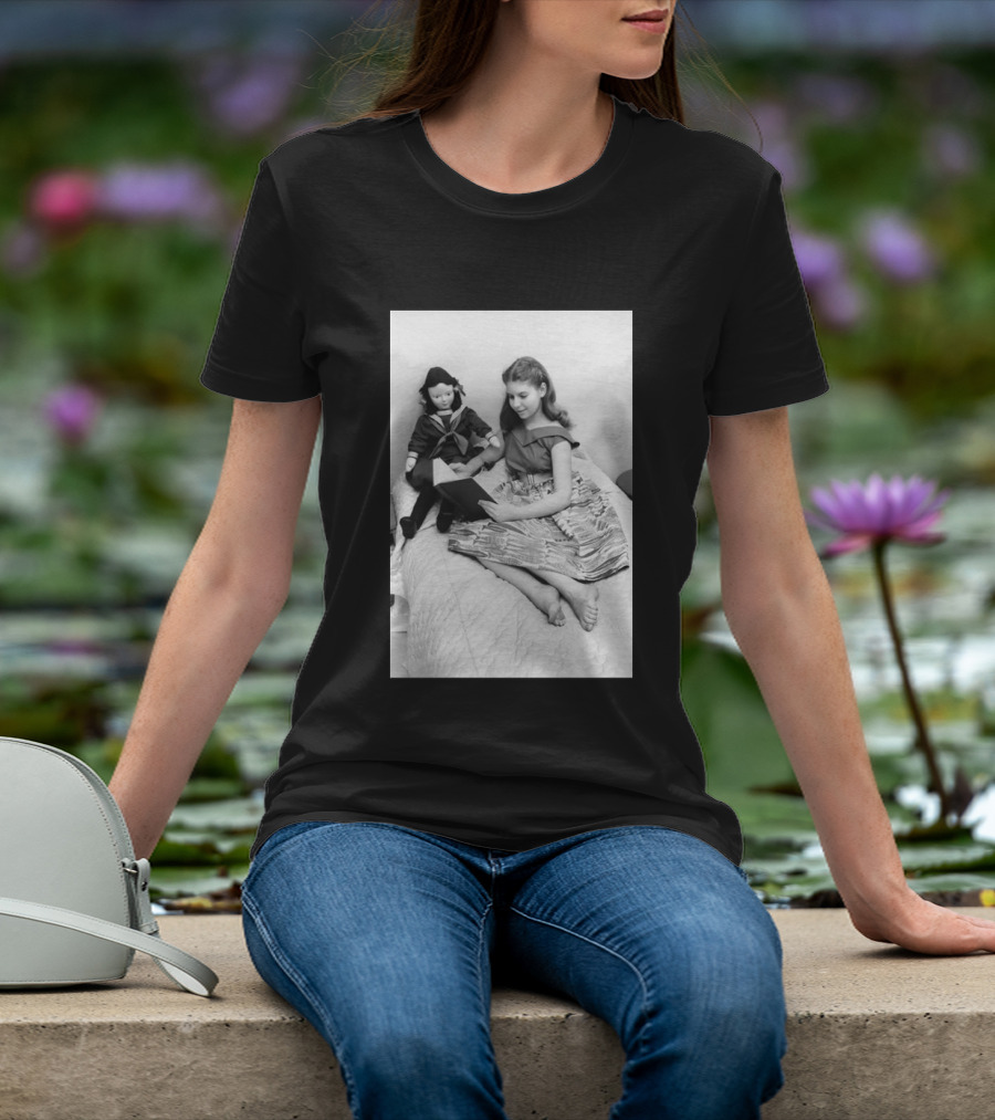 Robin Morgan Young Girl Reading With Doll Vintage Photograph T-Shirt