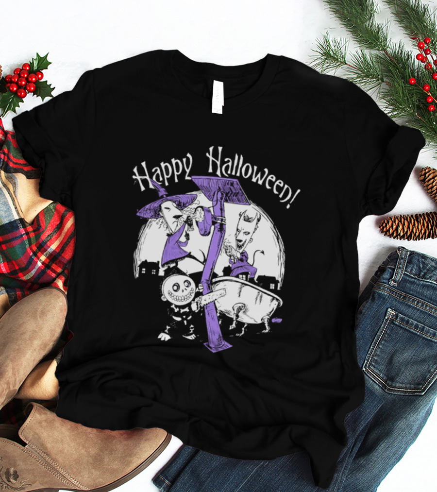 Happy Halloween Lock Shock And Barrel The Nightmare Before Christmas T-Shirt