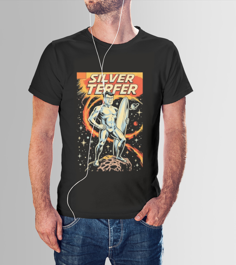 Silver Terfer Cosmic Voyager Retro Comic T-Shirt