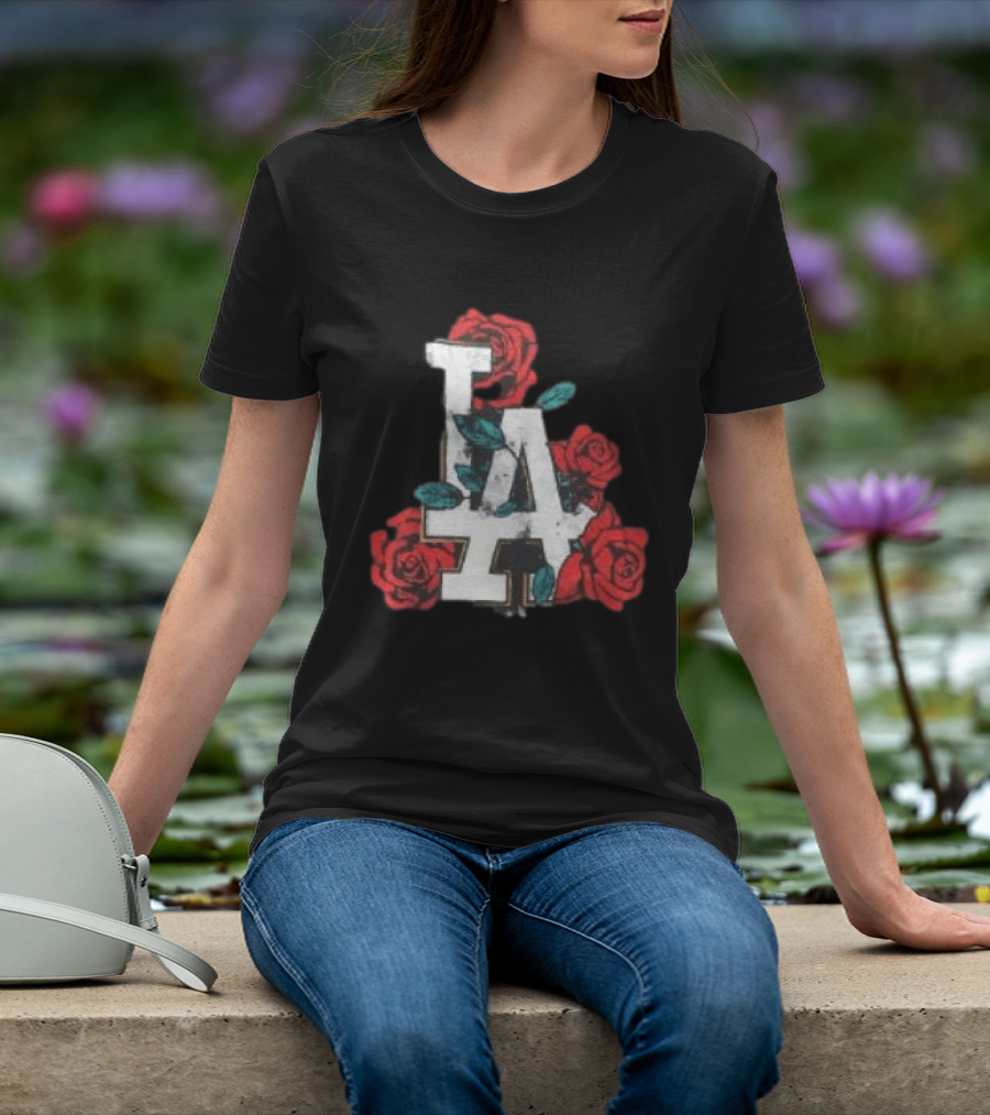 Los Angeles Dodgers LA Roses MLB Team Fan T-Shirt