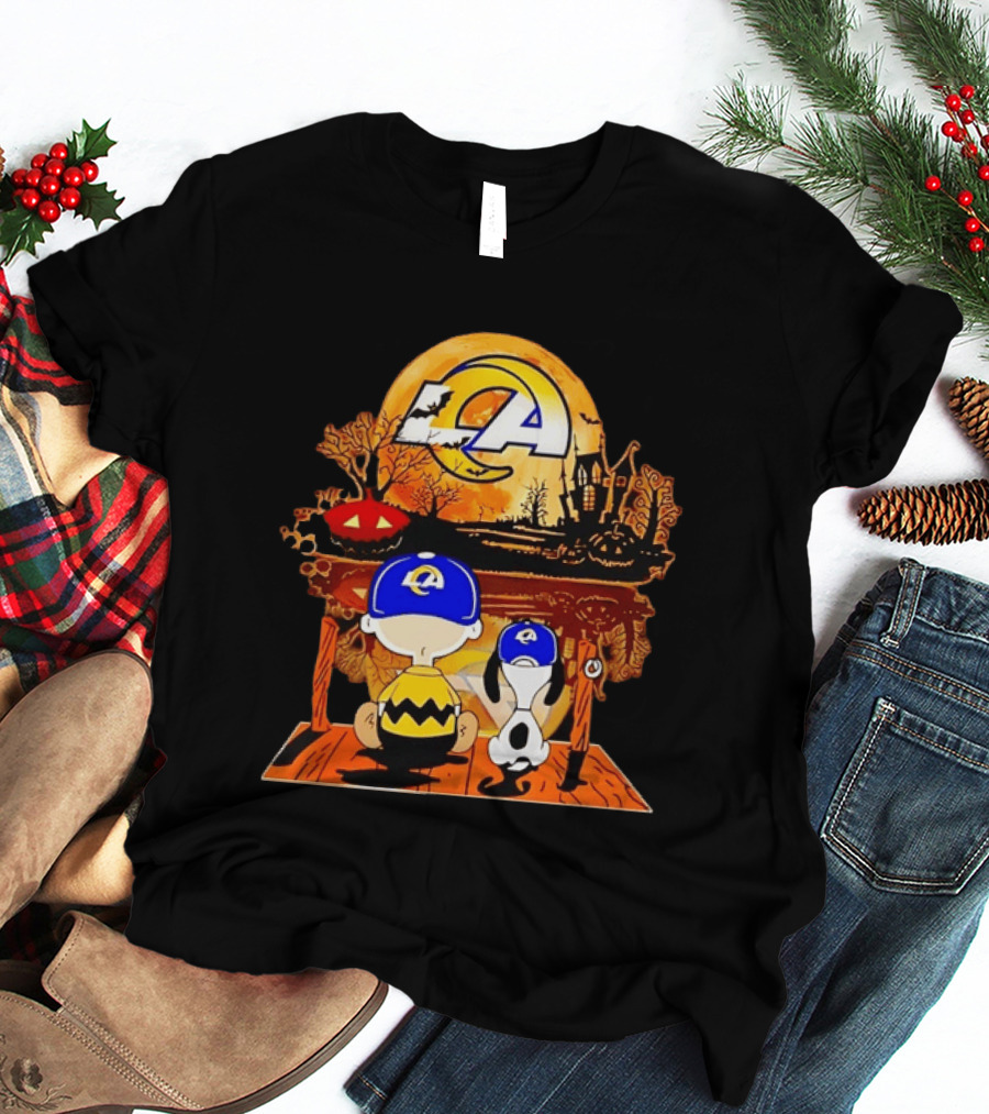 Los Angeles Rams Halloween With Charlie Brown And Snoopy T-Shirt