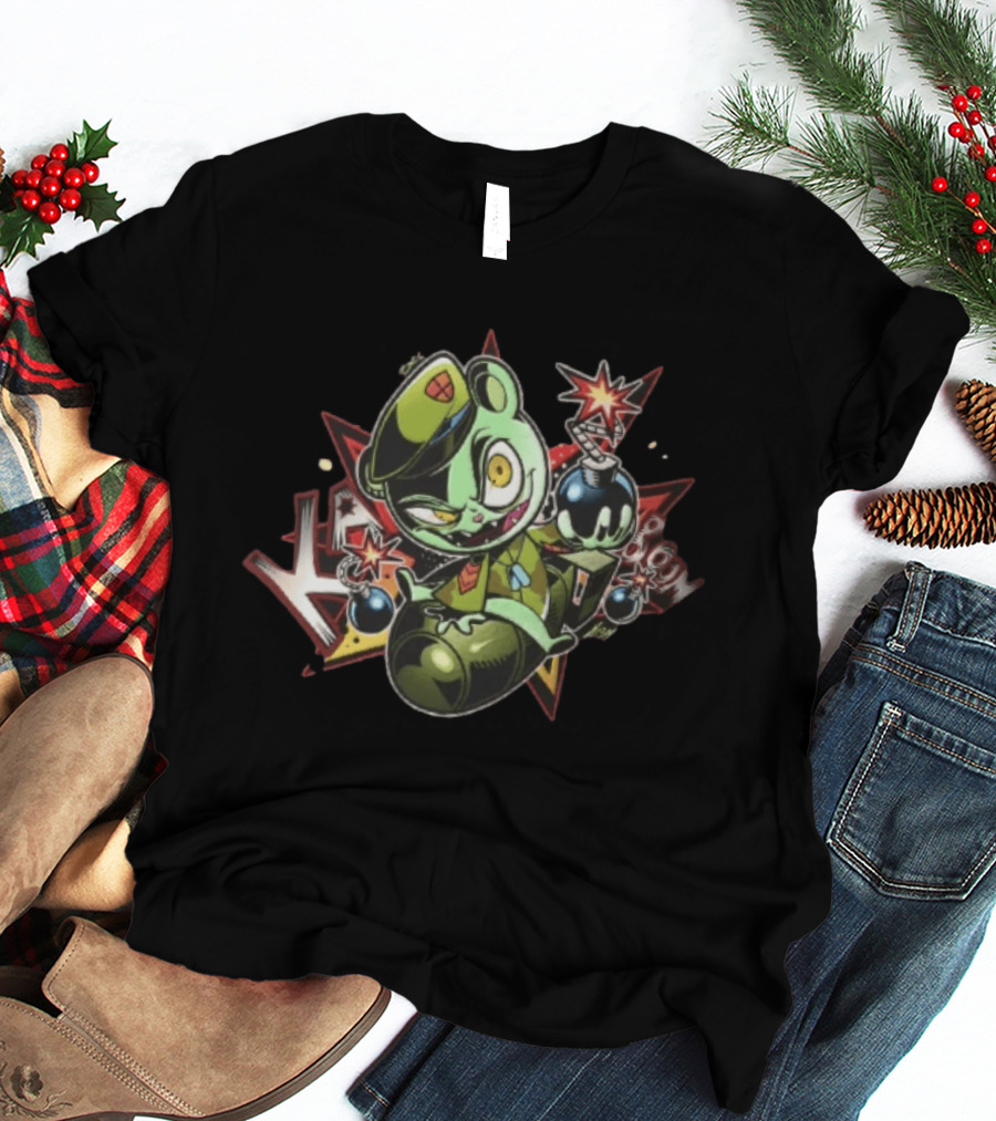 Flippy Happy Tree Friends 2026 Cartoon Character Holding Explosive Bombs T-Shirt