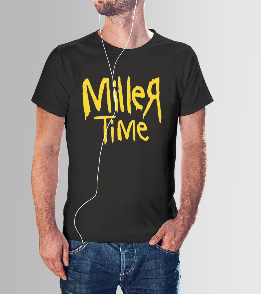 Miller Time Catchphrase Beer Culture Vintage Style Retro Yellow T-Shirt