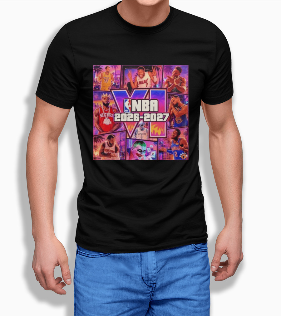 NBA 2026 2027 Grand Theft Auto VI Lakers Heat Bucks Sixers Spurs Joker Thunder T-Shirt