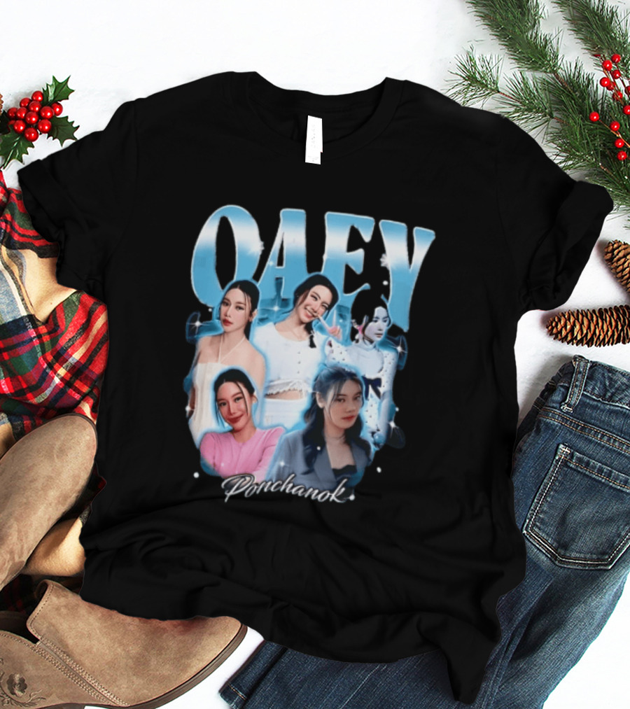 Oaey Ponchanok Woman Collage Blue Aura Sparkles Bootleg T-Shirt