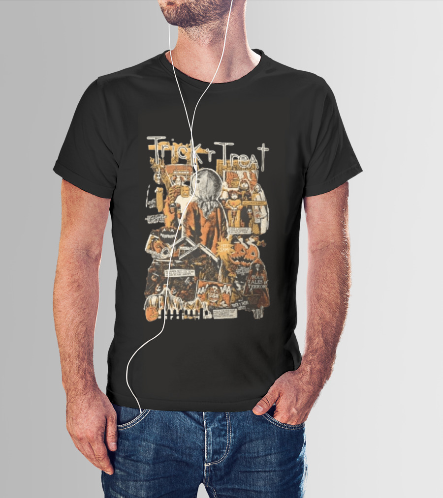 Trick R Treat Sam Halloween Four Tales Of Terror Horror Comic Collage T-Shirt