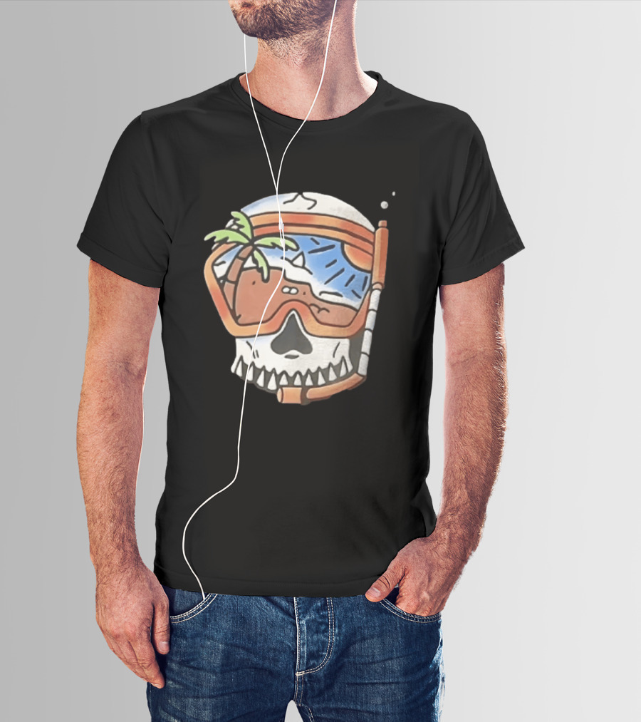 Tropical Island Snorkel Skull Beach Ocean Vacation Summer Fun T-Shirt