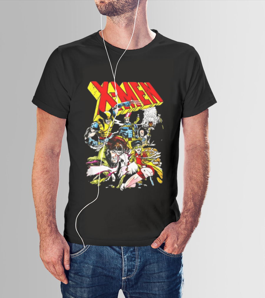 X Men Wolverine Gambit Jubilee Cyclops Storm Classic Comic Characters Distressed T-Shirt