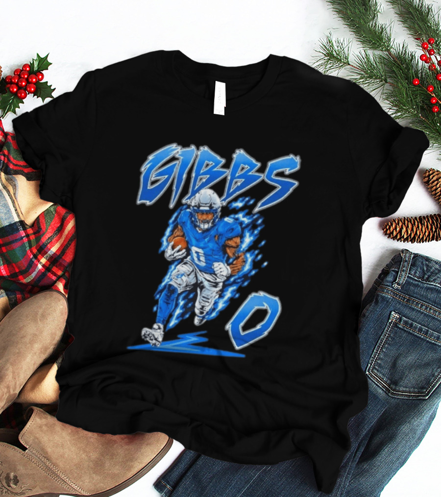 Gibbs No 0 Detroit Lions Football Player Action T-Shirt