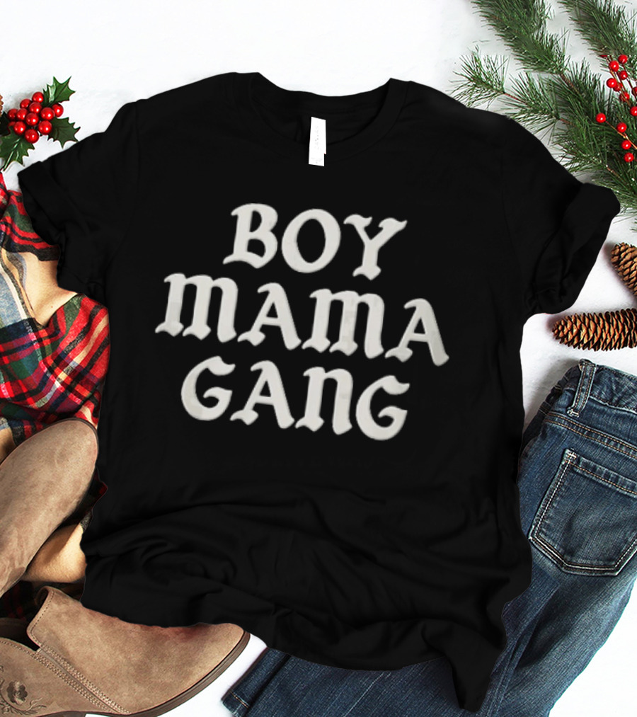 Boy Mama Gang Cream Off White Groovy Serif T-Shirt
