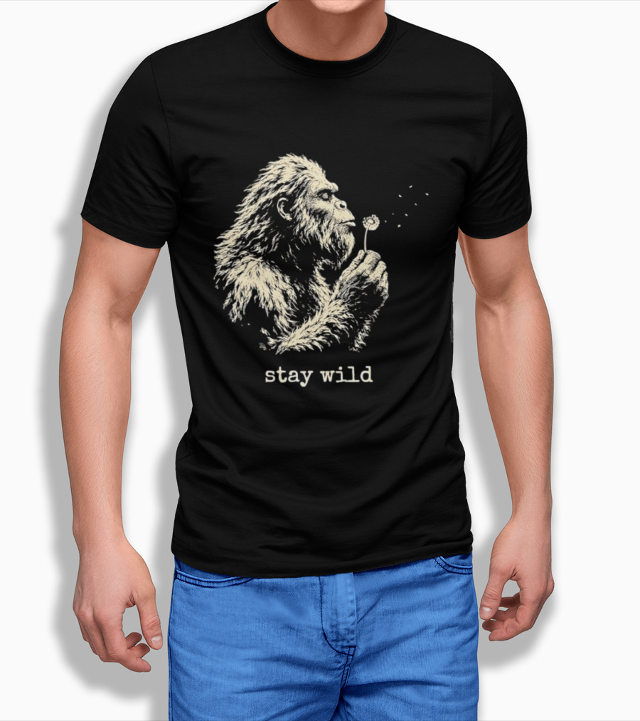 Stay Wild Bigfoot Blowing Dandelion Seeds T-Shirt