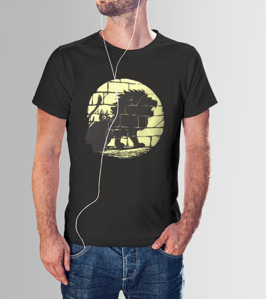 Lion Shadow Black Cat Courageous Kitten Moon T-Shirt