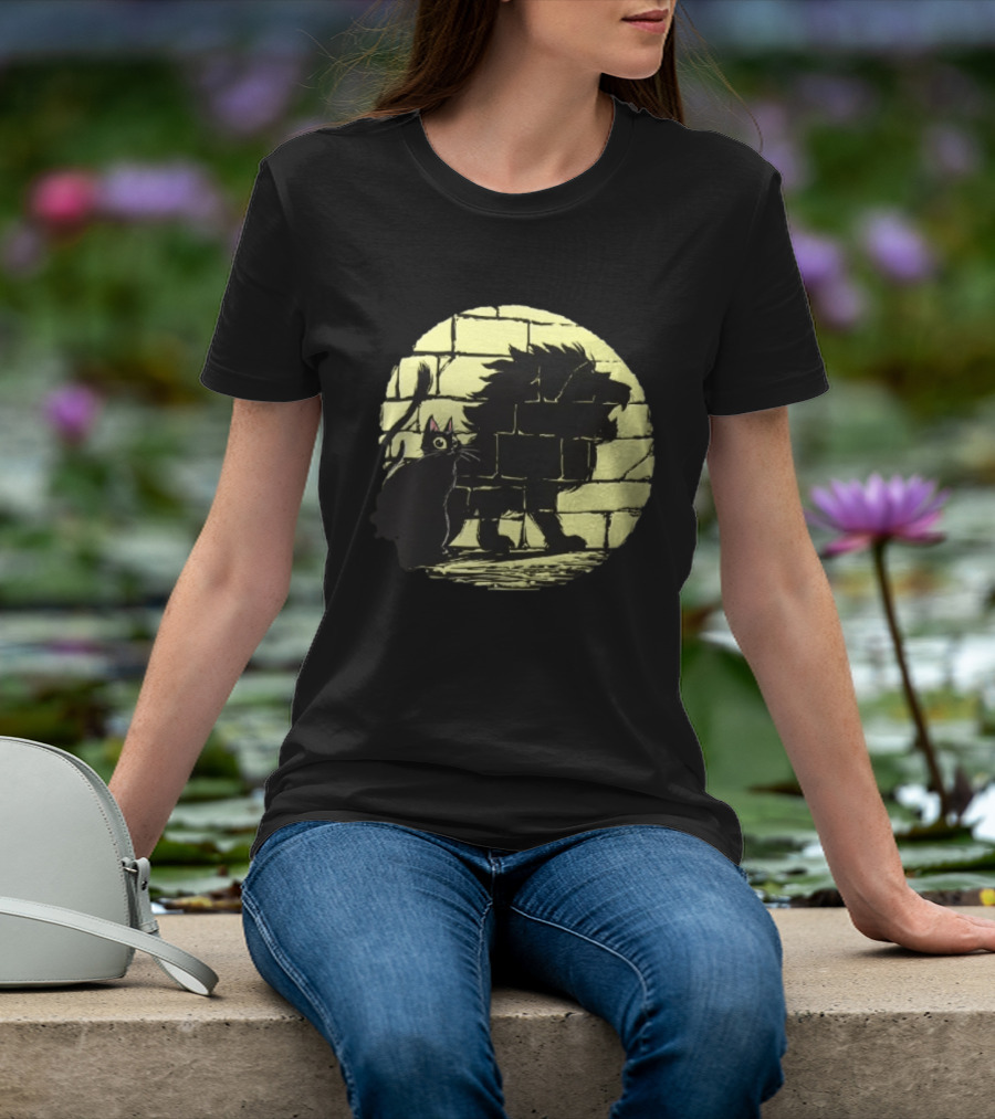 Lion Shadow Black Cat Courageous Kitten Moon T-Shirt