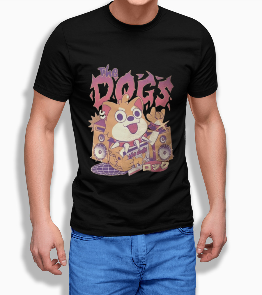 The Dogs Rock Shiba Inu Puppy Punk Rock Music Band With Speakers T-Shirt