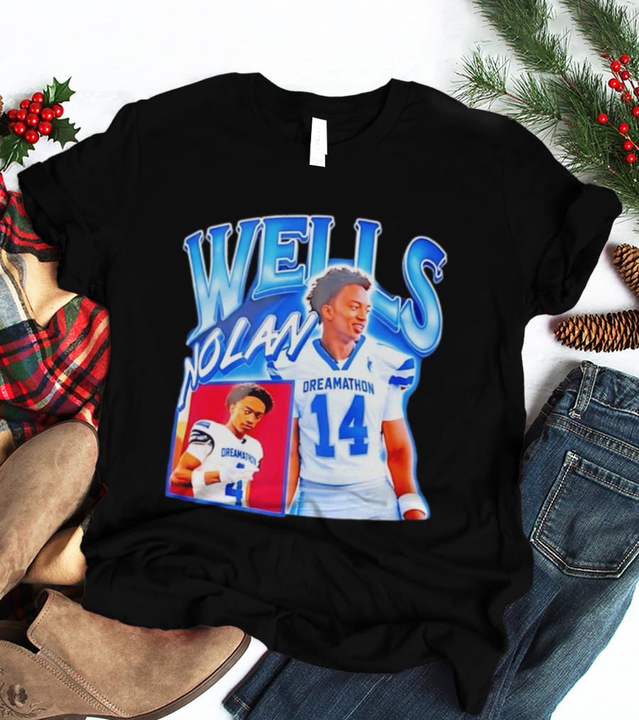Nolan Wells Dreamathon 14 Blue Football Athletic T-Shirt