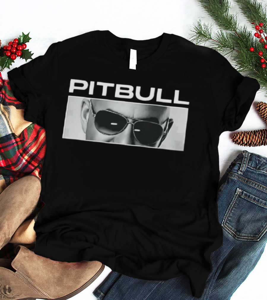 Pitbull Monochrome Aviator Sunglasses Close Up T-Shirt