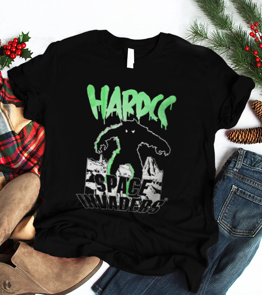 Hardcore Bigfoot Space Invaders Monster Desert Scene T-Shirt