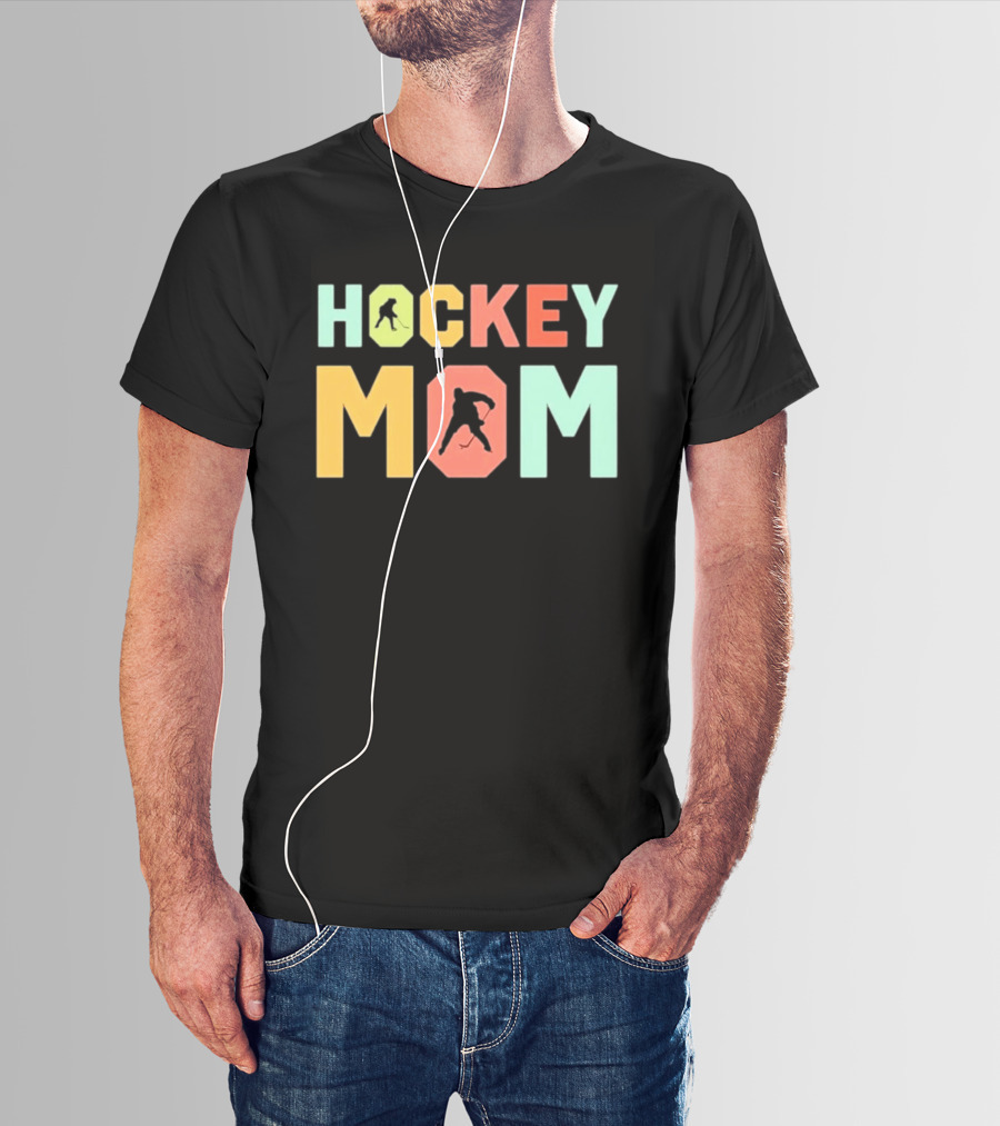 Hockey Mom Mother's Day Skating Silhouette Multicolor T-Shirt