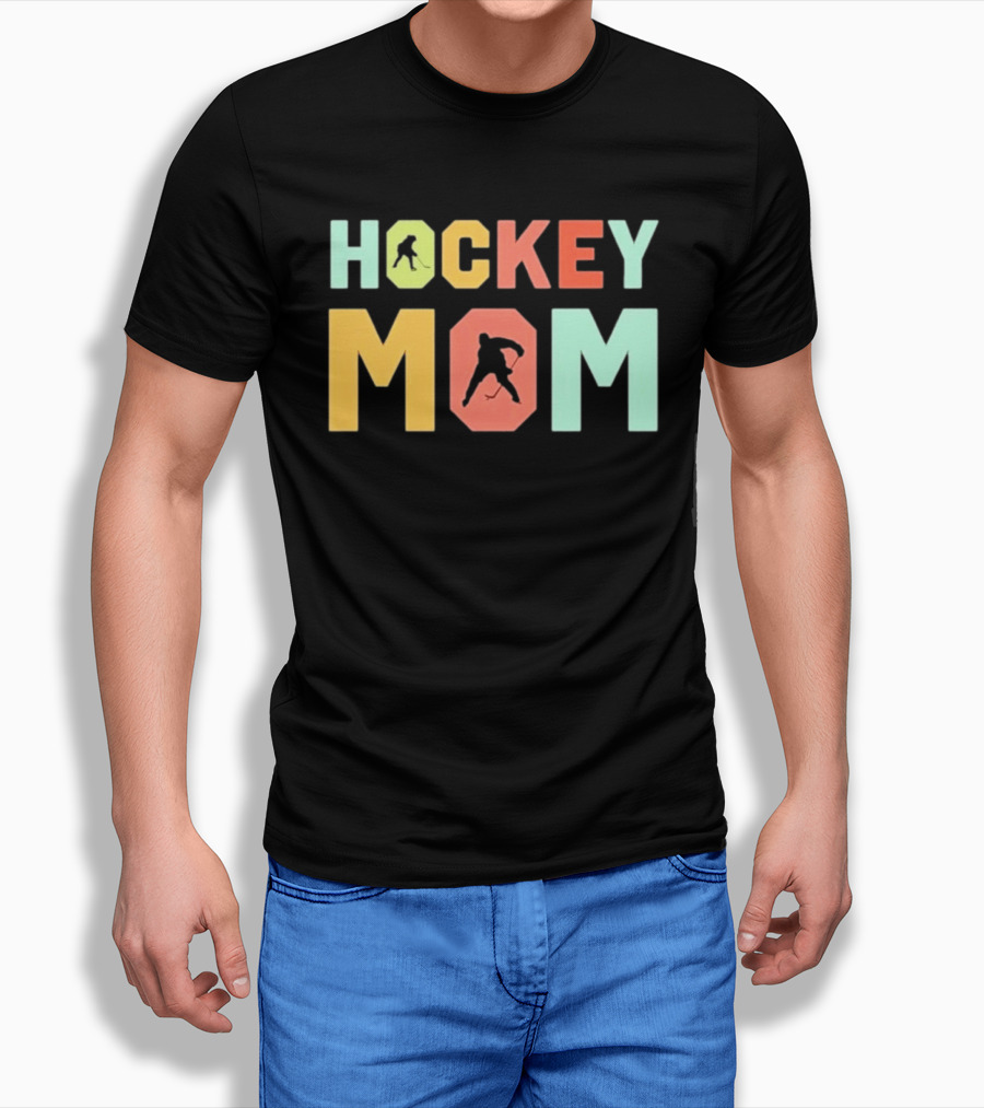 Hockey Mom Mother's Day Skating Silhouette Multicolor T-Shirt