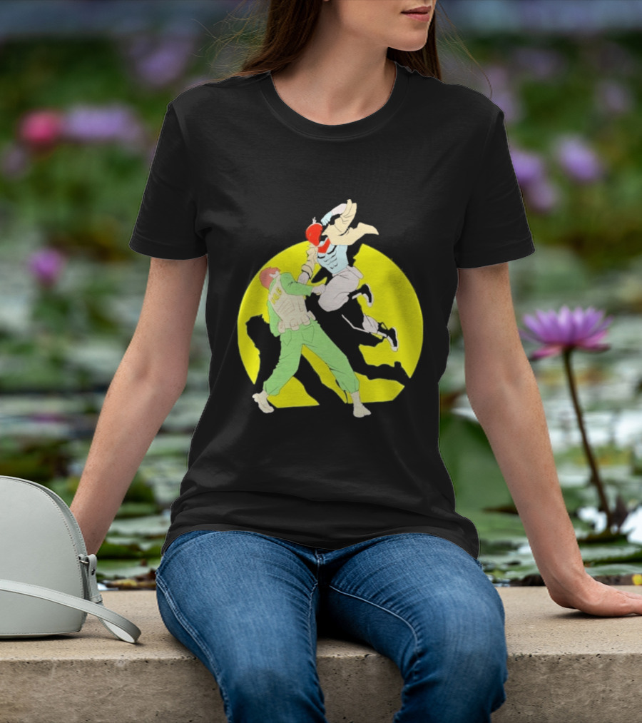 Red Hood Versus Ice Soldier Combat Action Scene T-Shirt