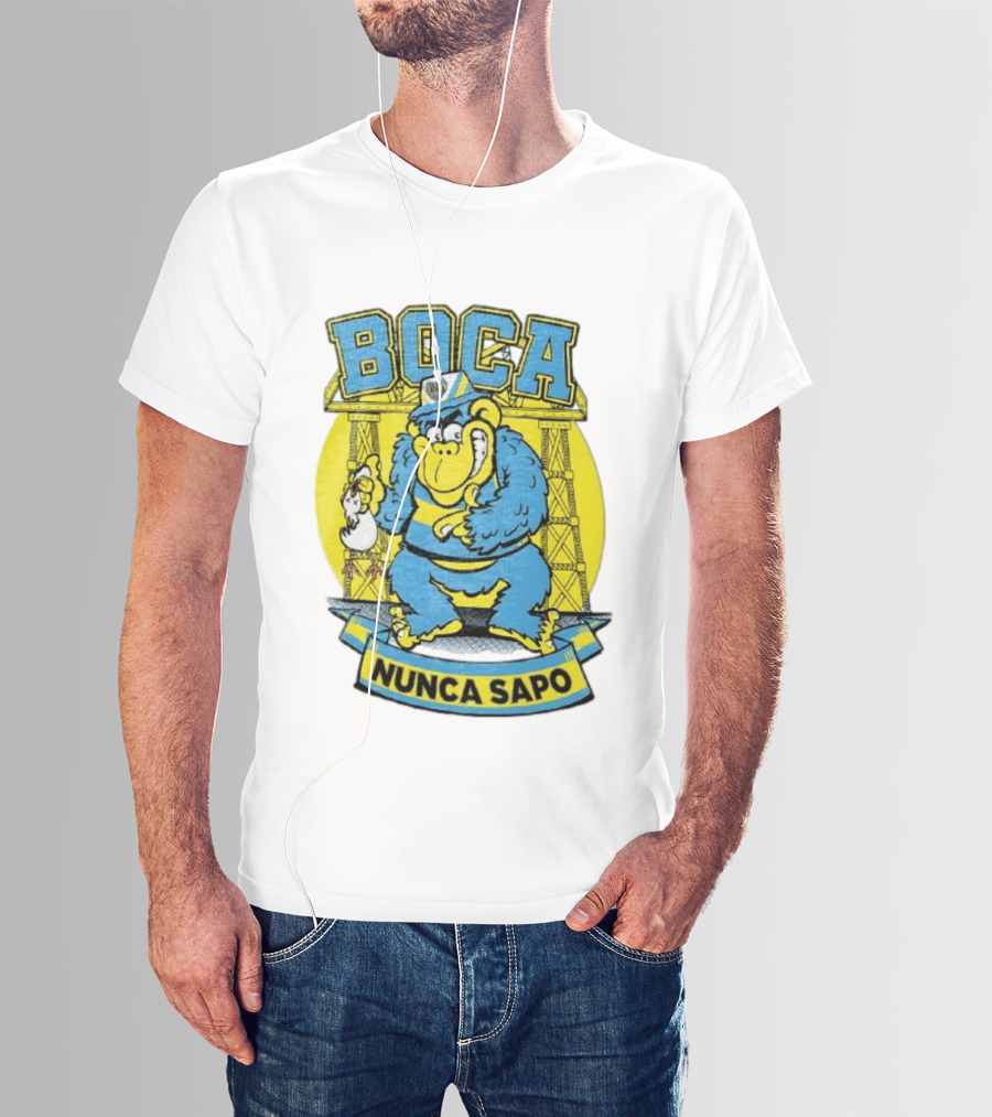 Boca Juniors Gorilla Wearing Cap Holding Chicken Boca Nunca Sapo T-Shirt