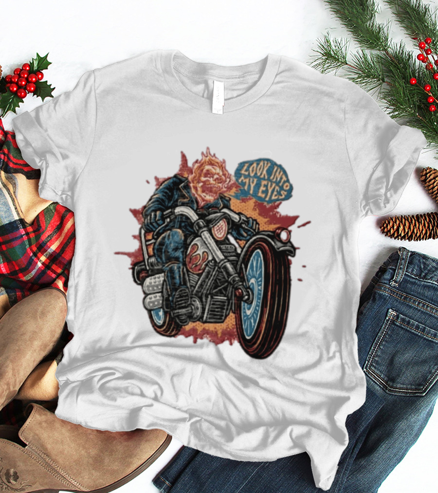 Ghost Rider Look Into My Eyes Marvel Comics Motorcycle Spirit Of Vengeance T-Shirt