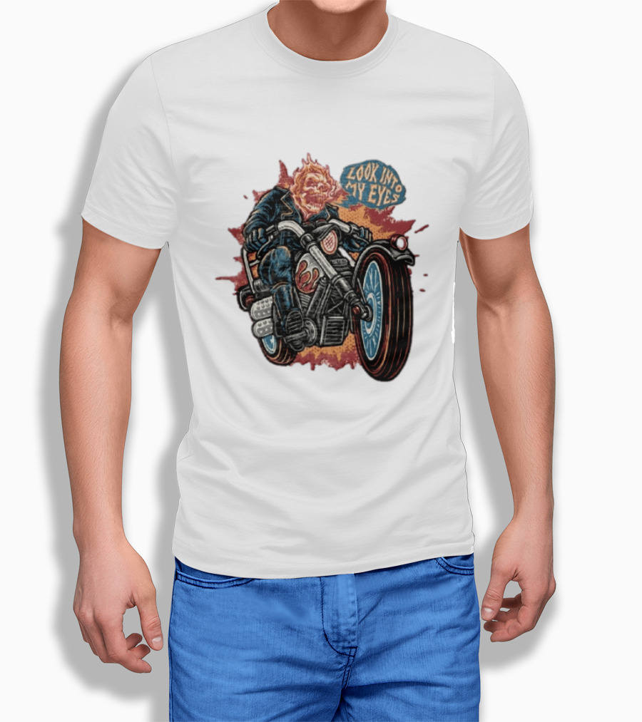 Ghost Rider Look Into My Eyes Marvel Comics Motorcycle Spirit Of Vengeance T-Shirt