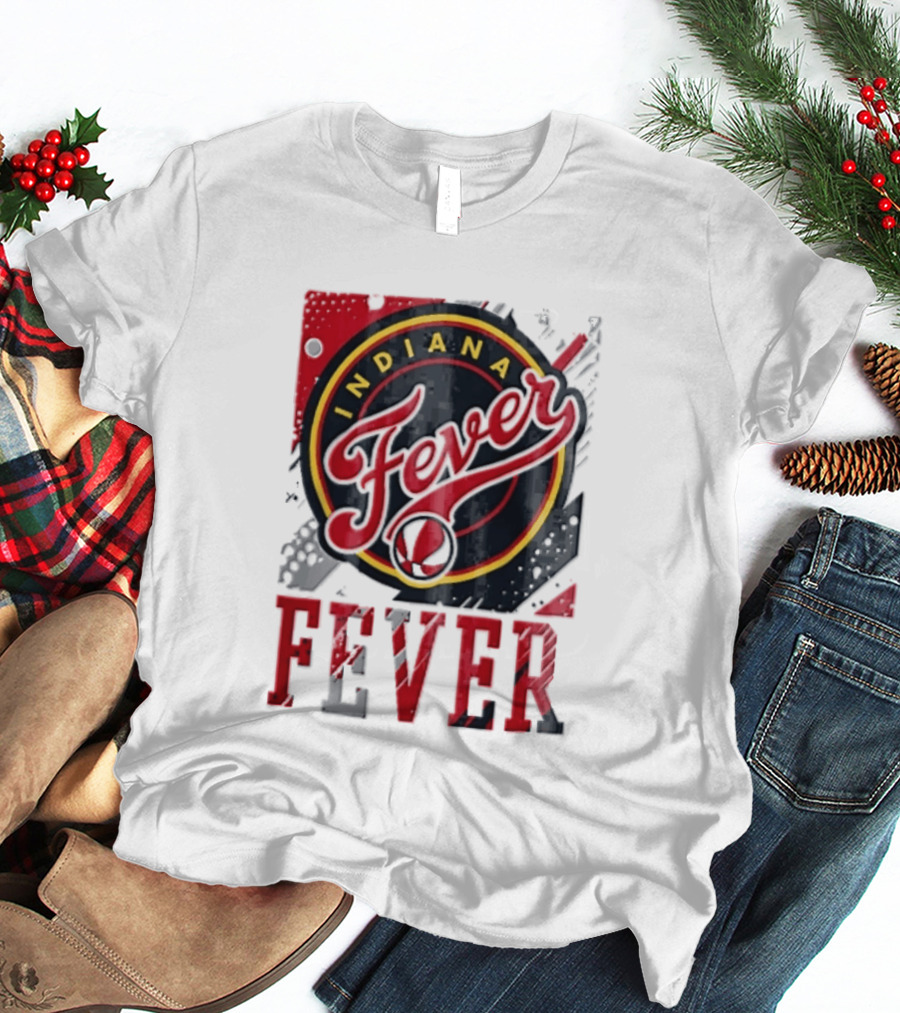 Indiana Fever WNBA Distressed Paint Splatter Basketball Logo Fever T-Shirt