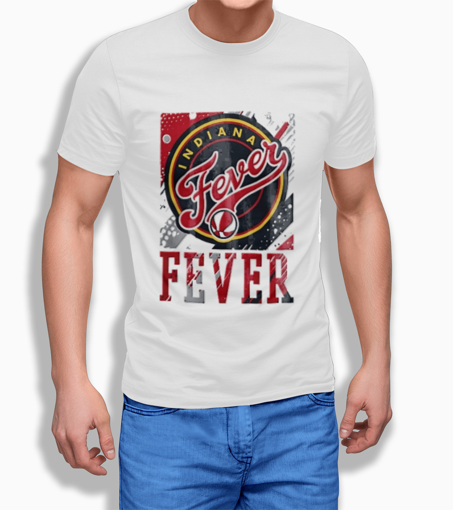 Indiana Fever WNBA Distressed Paint Splatter Basketball Logo Fever T-Shirt