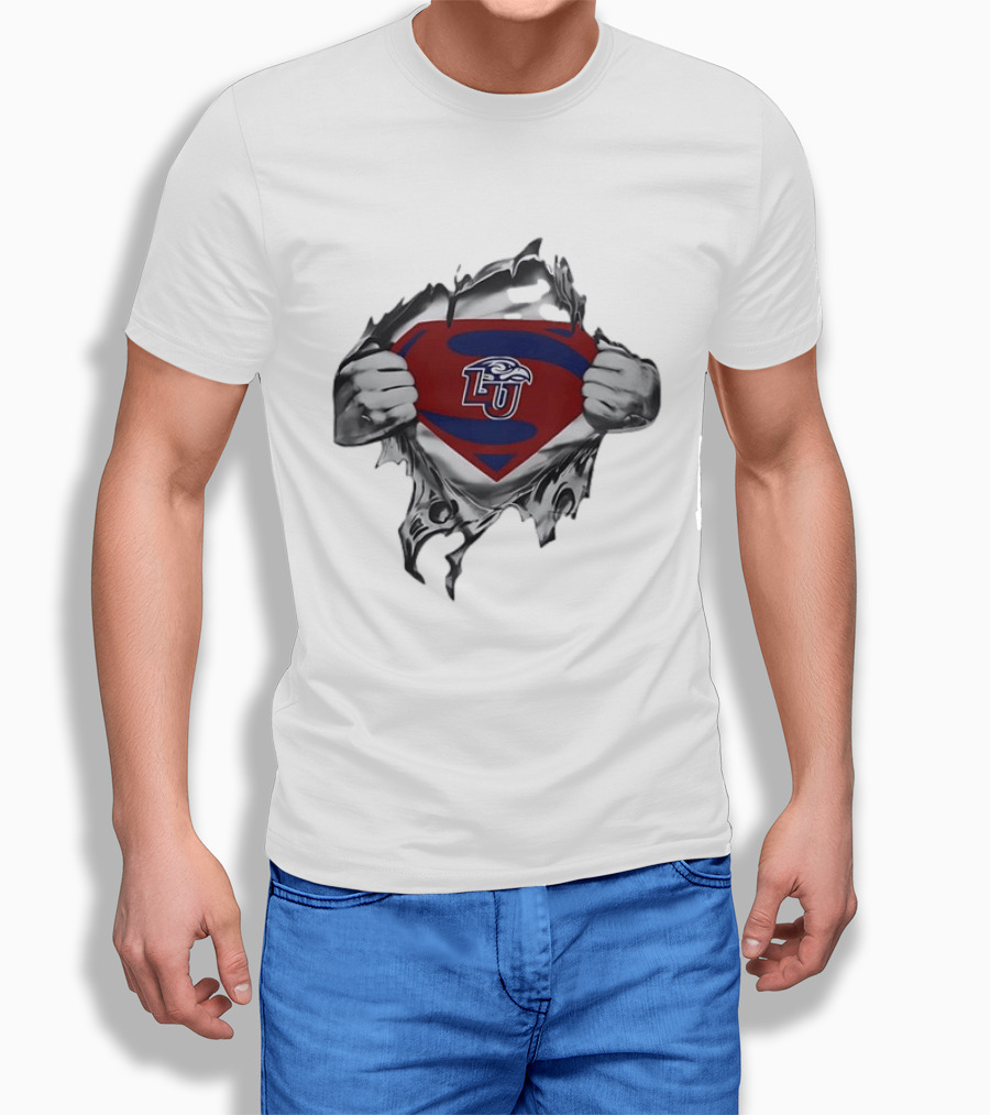 Liberty University Flames LU Superman Chest Reveal T-Shirt