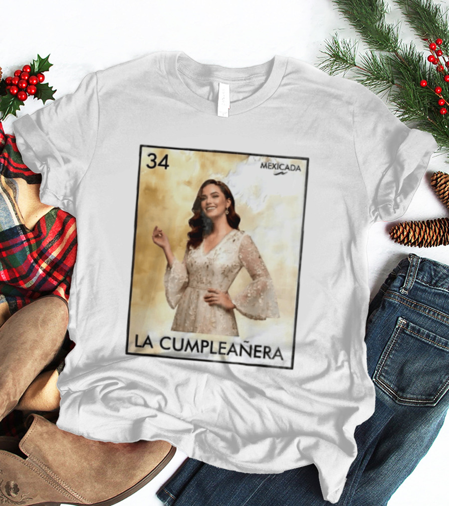 Mexicada 34 La Cumpleañera Loteria Card Woman White Dress T-Shirt