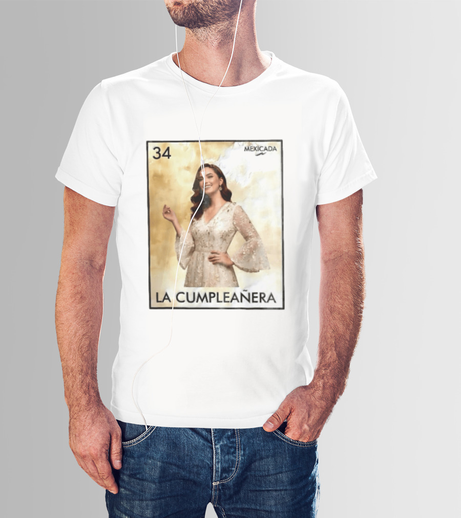 Mexicada 34 La Cumpleañera Loteria Card Woman White Dress T-Shirt