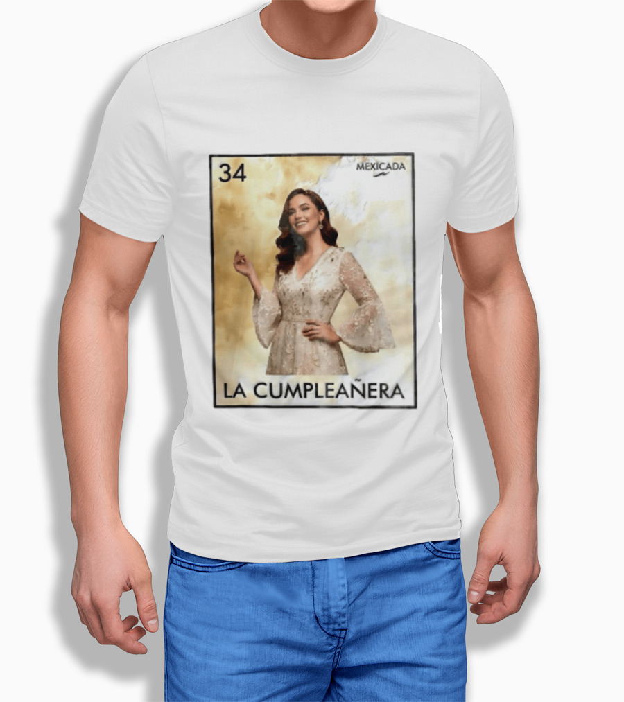 Mexicada 34 La Cumpleañera Loteria Card Woman White Dress T-Shirt